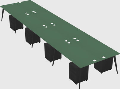 Shared rectangular office desk system