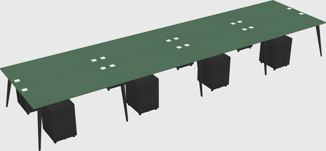 Shared rectangular office desk system