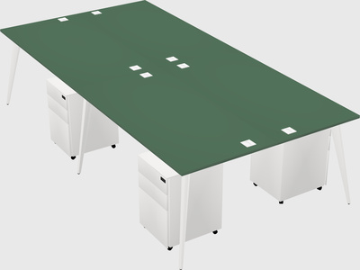 Shared rectangular office desk system