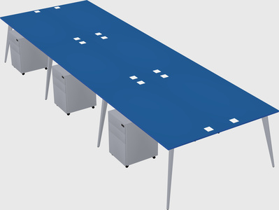 Shared rectangular office desk system