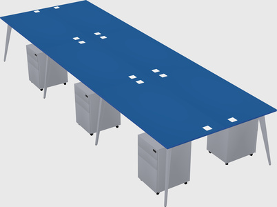 Shared rectangular office desk system