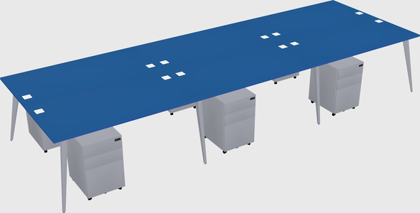 Shared rectangular office desk system