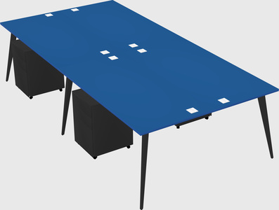 Shared rectangular office desk system