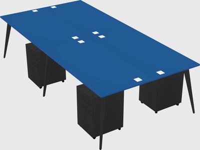 Shared rectangular office desk system