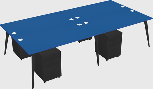 Shared rectangular office desk system