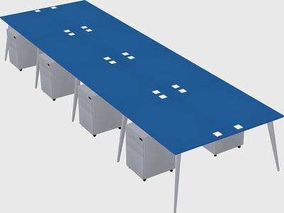 Shared rectangular office desk system