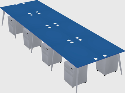 Shared rectangular office desk system