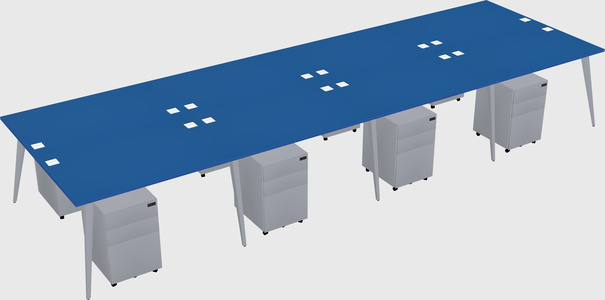 Shared rectangular office desk system