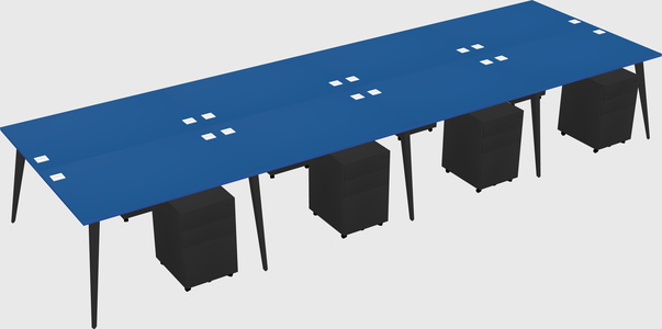 Shared rectangular office desk system