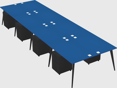 Shared rectangular office desk system