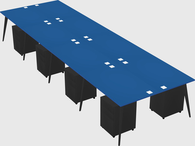 Shared rectangular office desk system