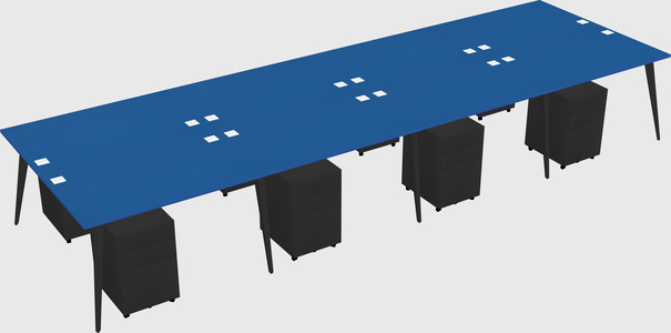 Shared rectangular office desk system