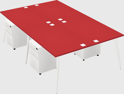 Shared rectangular office desk system