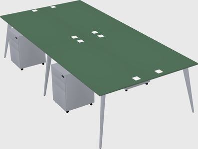 Shared rectangular office desk system