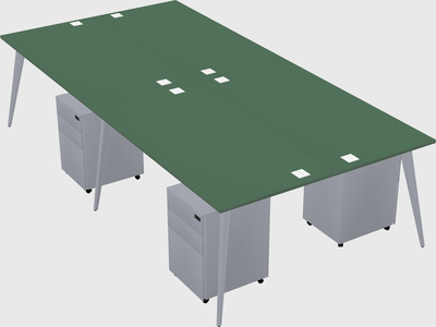 Shared rectangular office desk system