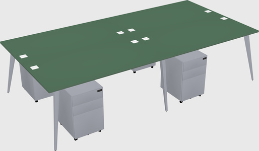 Shared rectangular office desk system