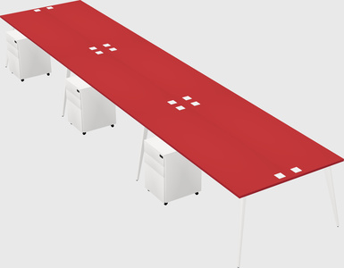 Shared rectangular office desk system