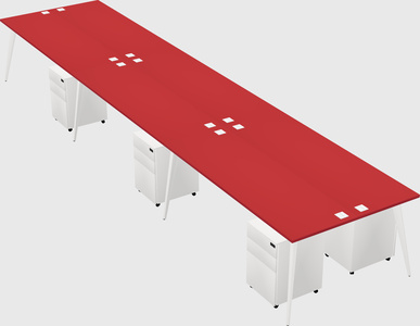 Shared rectangular office desk system