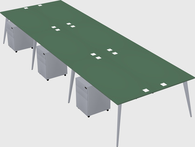 Shared rectangular office desk system