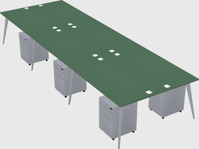 Shared rectangular office desk system