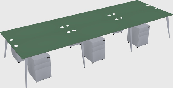 Shared rectangular office desk system