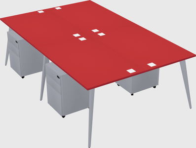 Shared rectangular office desk system