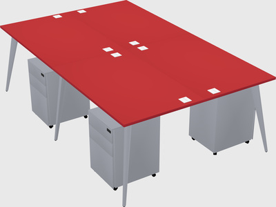 Shared rectangular office desk system