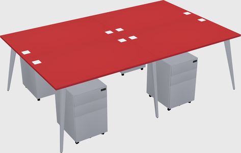 Shared rectangular office desk system