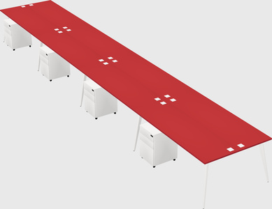 Shared rectangular office desk system