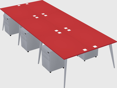 Shared rectangular office desk system