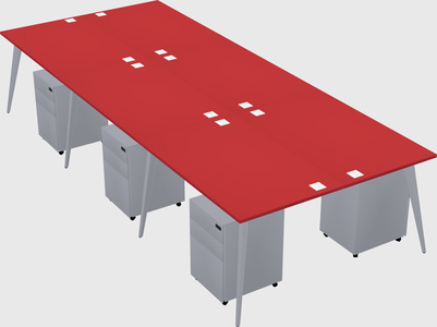 Shared rectangular office desk system