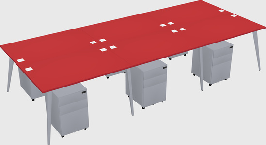 Shared rectangular office desk system