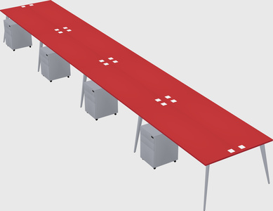 Shared rectangular office desk system