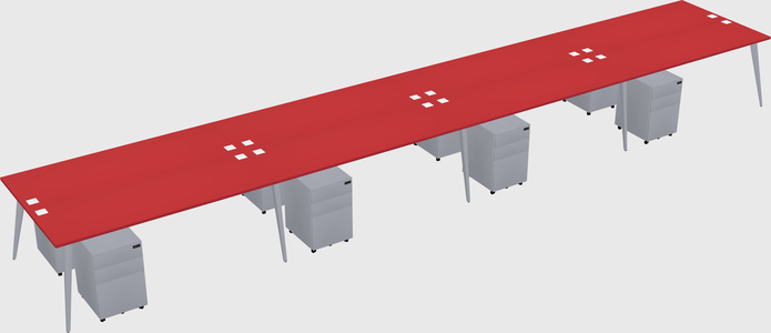 Shared rectangular office desk system