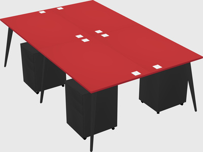 Shared rectangular office desk system