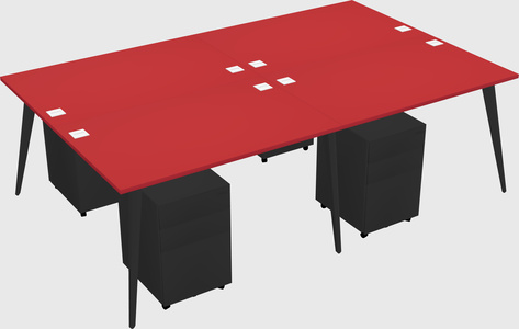 Shared rectangular office desk system