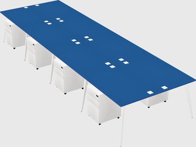 Shared rectangular office desk system