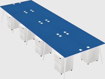 Shared rectangular office desk system