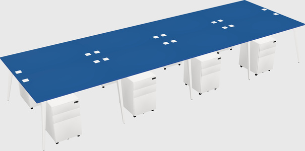 Shared rectangular office desk system