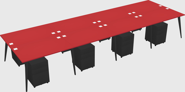 Shared rectangular office desk system