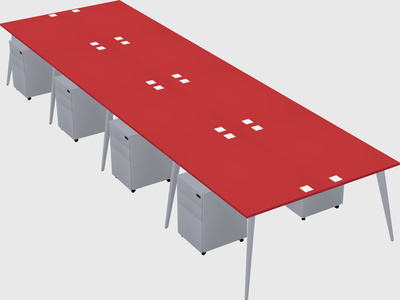 Shared rectangular office desk system