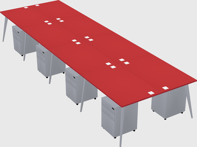 Shared rectangular office desk system