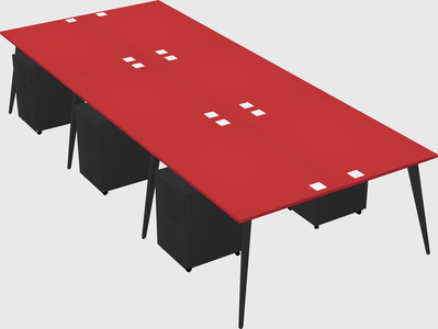 Shared rectangular office desk system