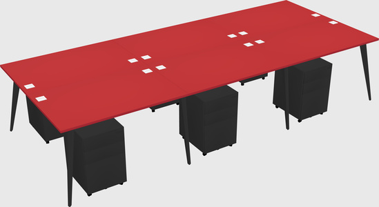 Shared rectangular office desk system