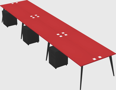 Shared rectangular office desk system