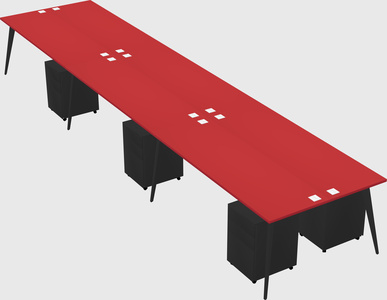 Shared rectangular office desk system