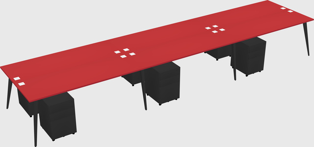 Shared rectangular office desk system