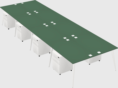 Shared rectangular office desk system