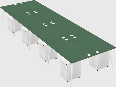 Shared rectangular office desk system