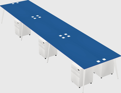 Shared rectangular office desk system